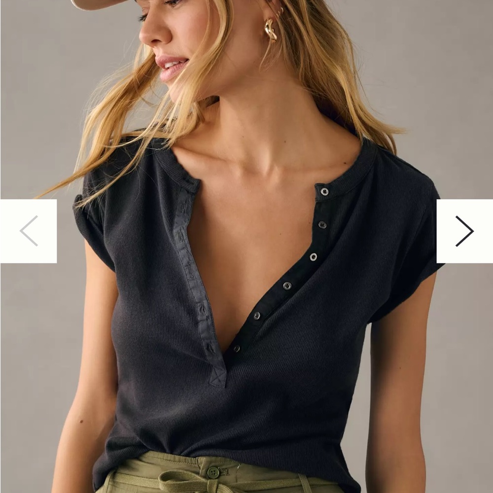 Anthropologie pilcro andie tee top black shirt medium